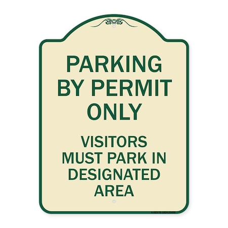 Signmission Parking by Permit Visitors Must Park in Designated Area Heavy-Gauge Alum, 24" x 18", TG-1824-23455 A-DES-TG-1824-23455